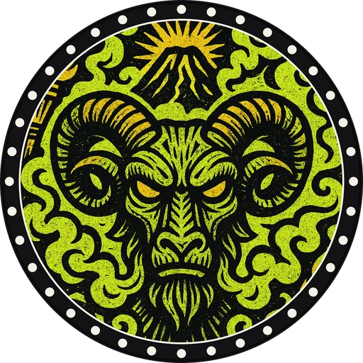 POG #100, Ritual Ram, a Matte pog from the Tiki series
