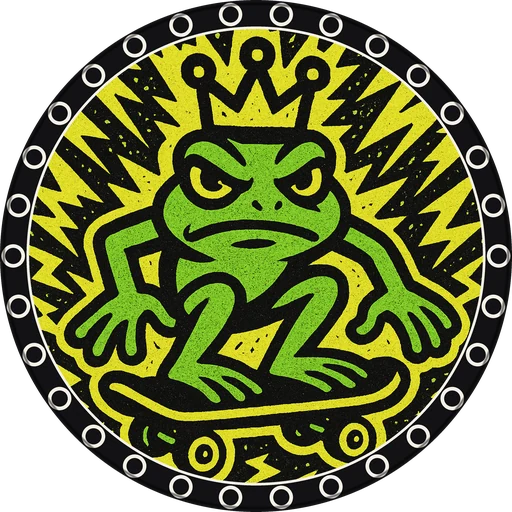 POG #109, Sk8r Frog, a Matte pog from the Critter series