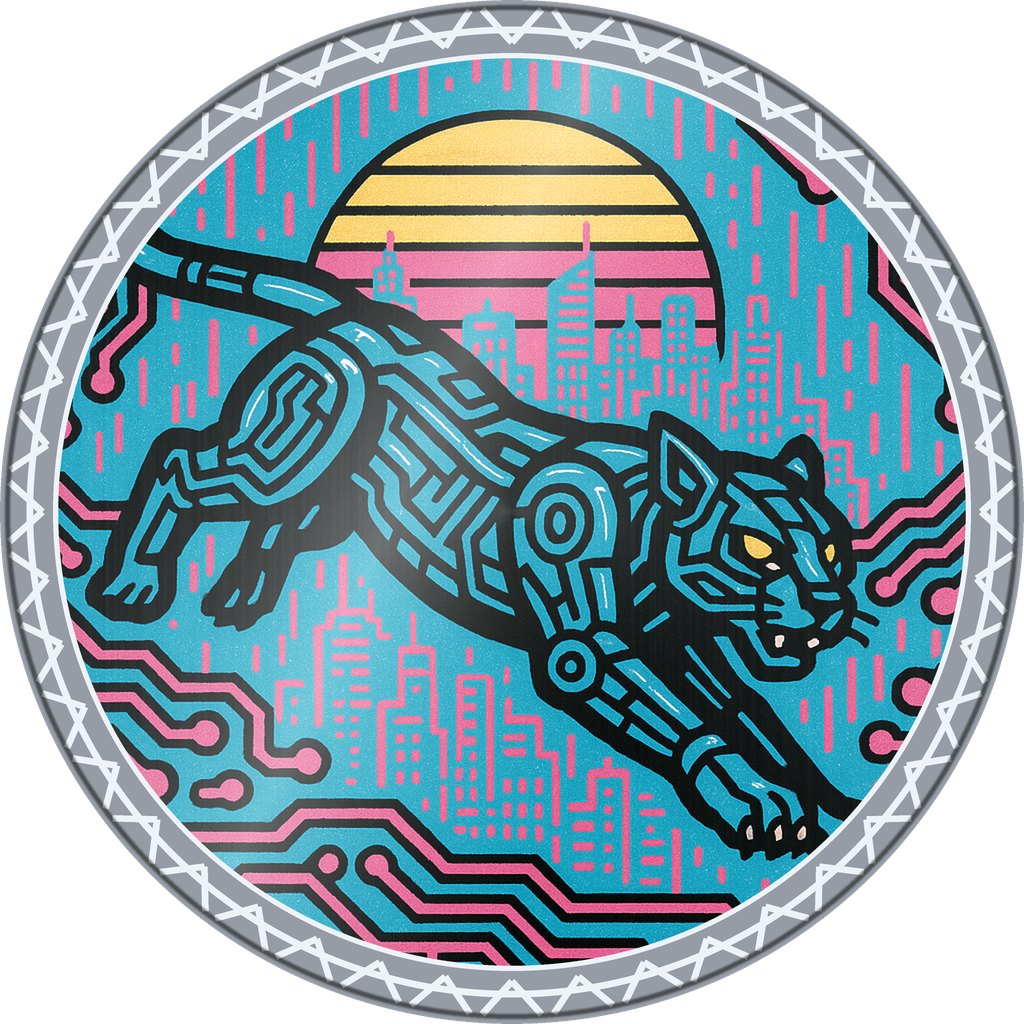 POG #11, Packet Panther, a Foil pog from the Cyber series