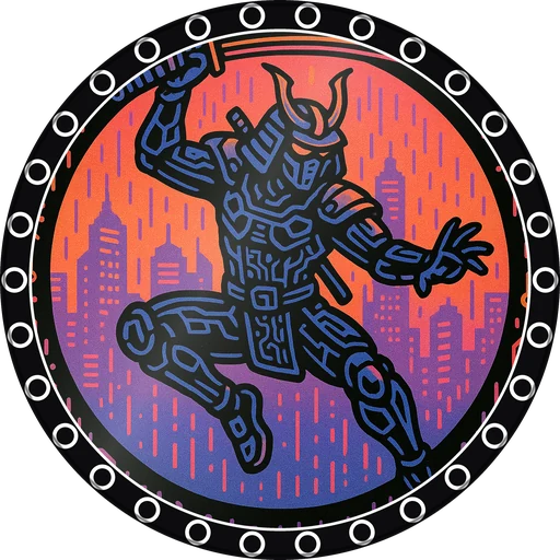 POG #111, Neon Ronin, a Gloss pog from the Cyber series