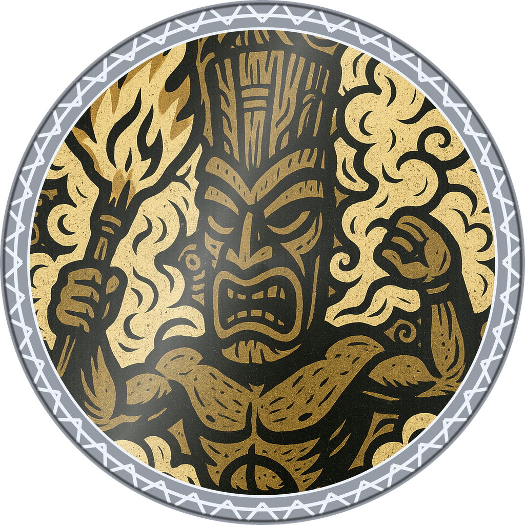 POG #115, Fire Dancer, a Foil pog from the Tiki series