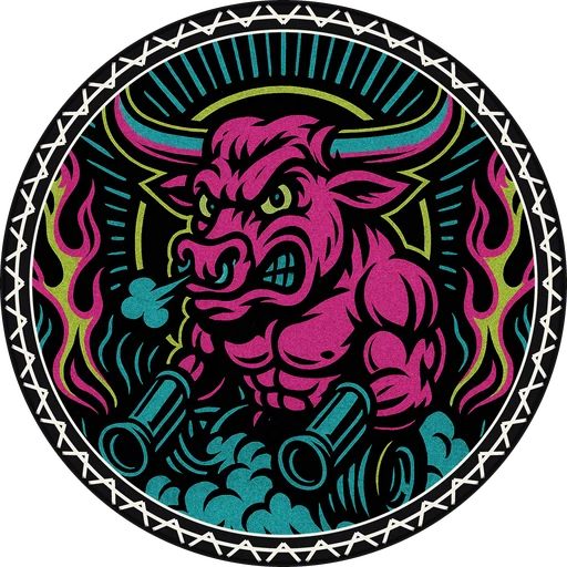 POG #117, Burnout Bull, a Matte pog from the Speed series