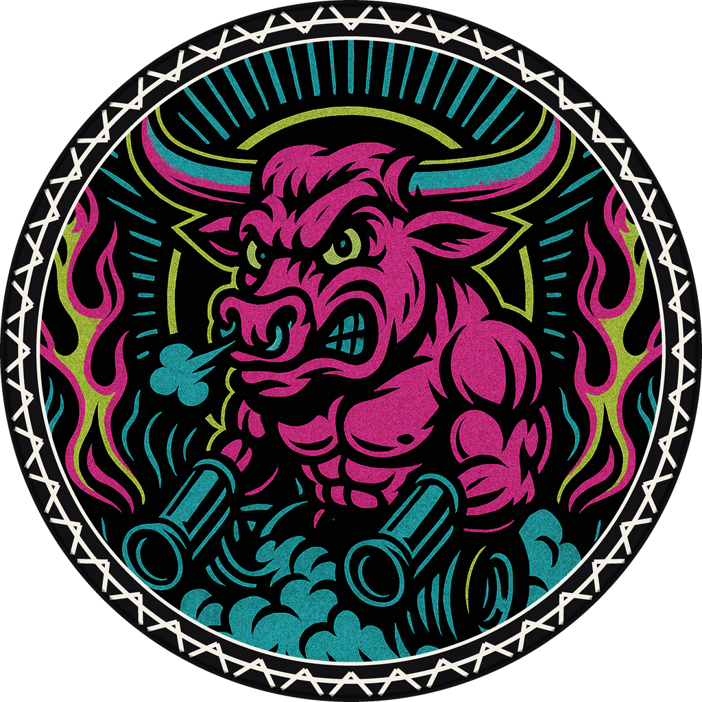 POG #117, Burnout Bull, a Matte pog from the Speed series