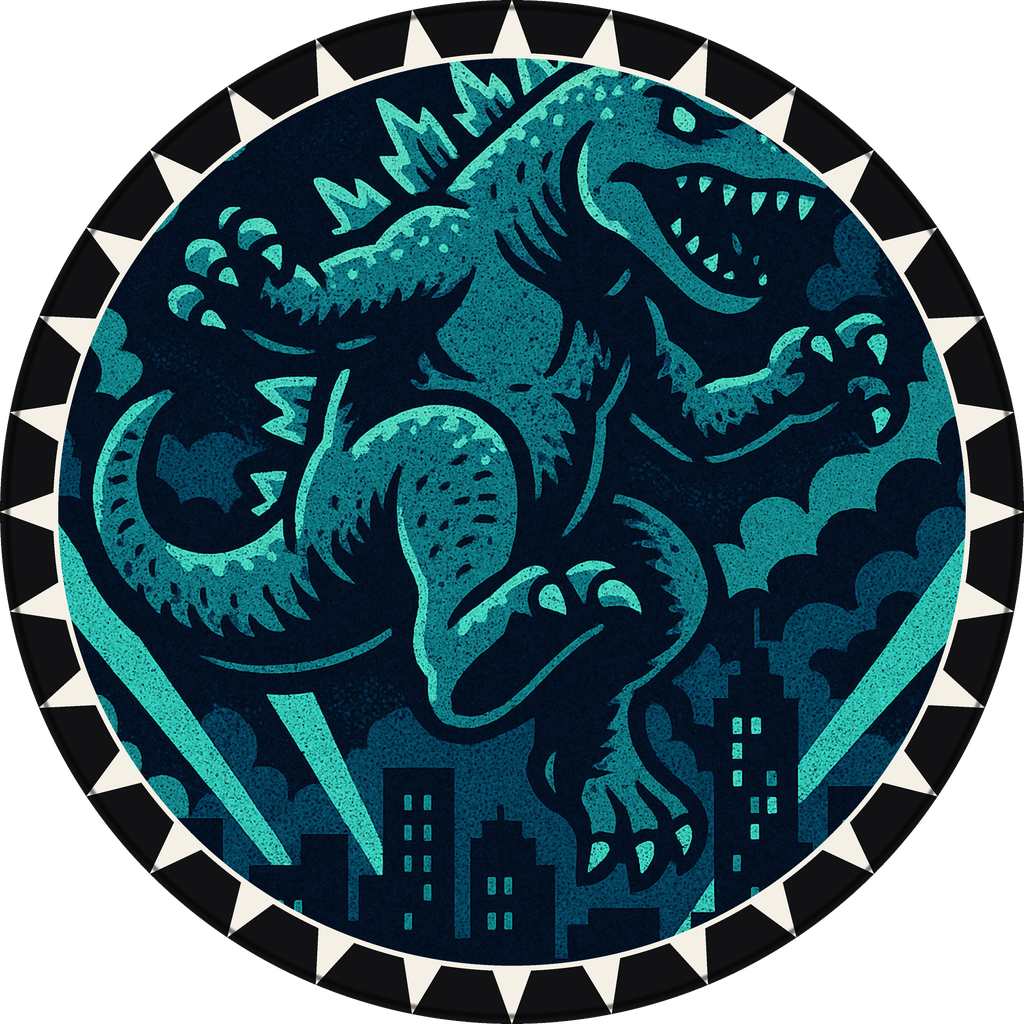 POG #12, Citystomper, a Matte pog from the Kaiju series