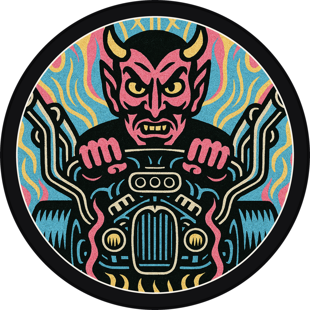 POG #13, Drag Strip Devil, a Matte pog from the Speed series