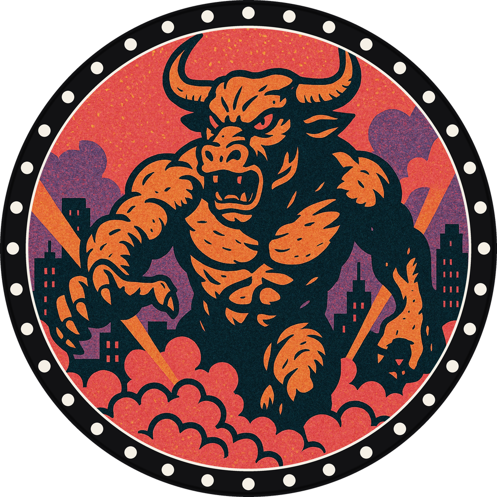 POG #136, Quake Bull, a Matte pog from the Kaiju series