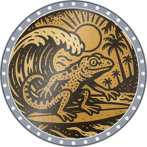POG #137, Longboard Lizard, a Foil pog from the Surf series