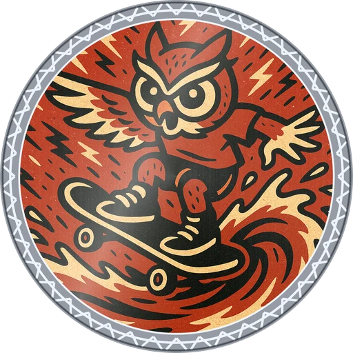 POG #142, Ollie Owl, a Foil pog from the Skate series
