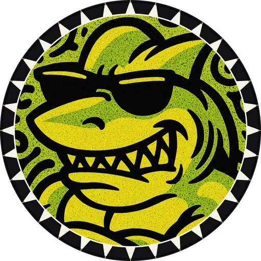 POG #143, Sunglasses Shark, a Matte pog from the Critter series