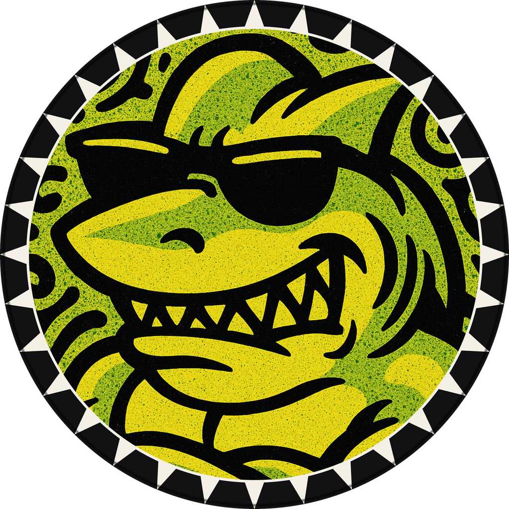 POG #143, Sunglasses Shark, a Matte pog from the Critter series