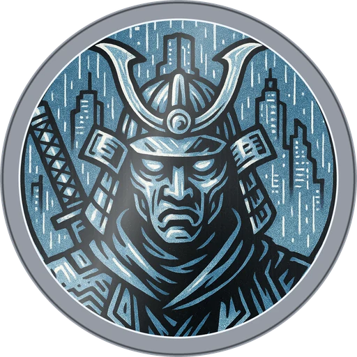 POG #146, Neon Ronin, a Foil pog from the Cyber series