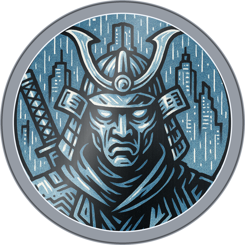 POG #146, Neon Ronin, a Foil pog from the Cyber series