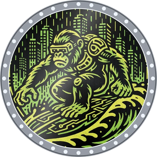 POG #15, Uplink Ape, a Foil pog from the Cyber series