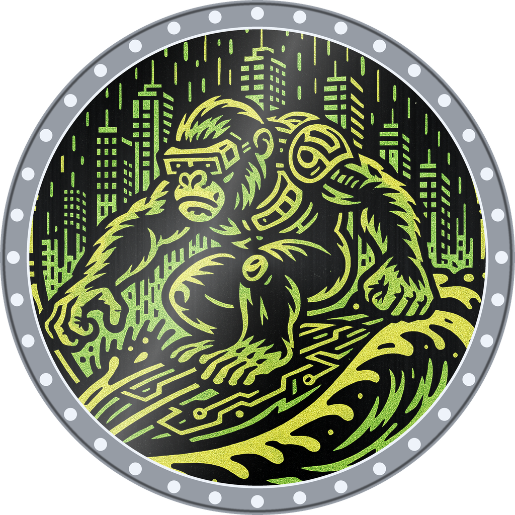 POG #15, Uplink Ape, a Foil pog from the Cyber series
