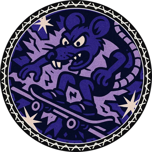POG #156, Rail Slide Rat, a Matte pog from the Skate series
