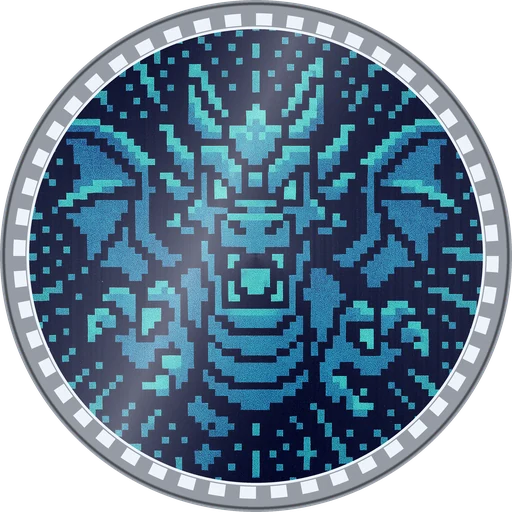 POG #158, Blocky Dragon, a Foil pog from the Arcade series