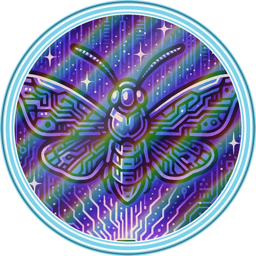 POG #168, Motherboard Moth, a Holographic pog from the Cyber series