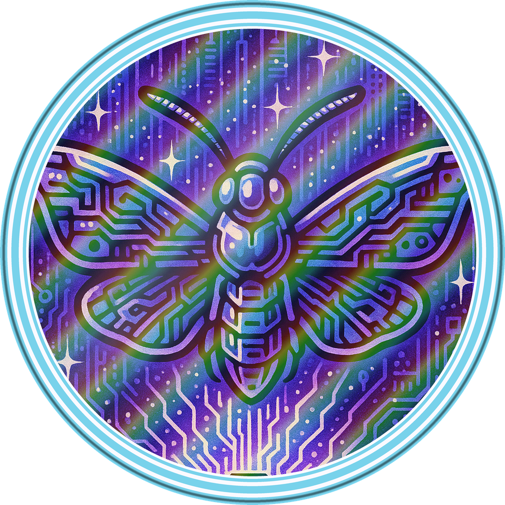 POG #168, Motherboard Moth, a Holographic pog from the Cyber series