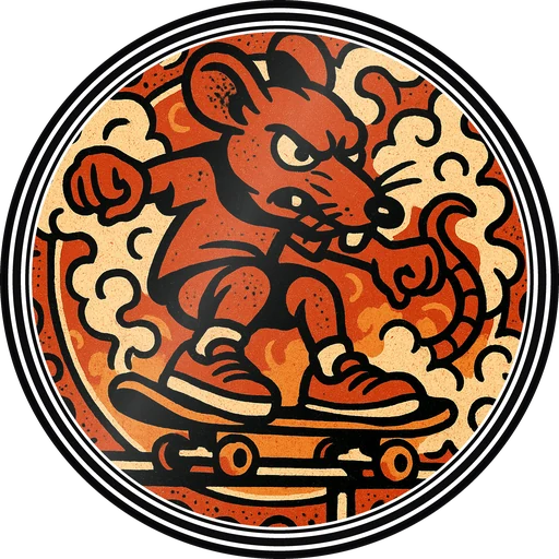 POG #175, Rail Slide Rat, a Gloss pog from the Skate series