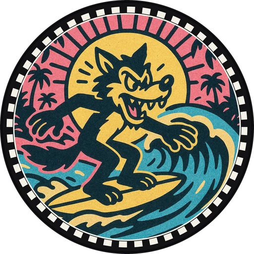 POG #183, Wipeout Wolf, a Matte pog from the Surf series