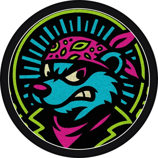 POG #185, Bandana Badger, a Matte pog from the Critter series