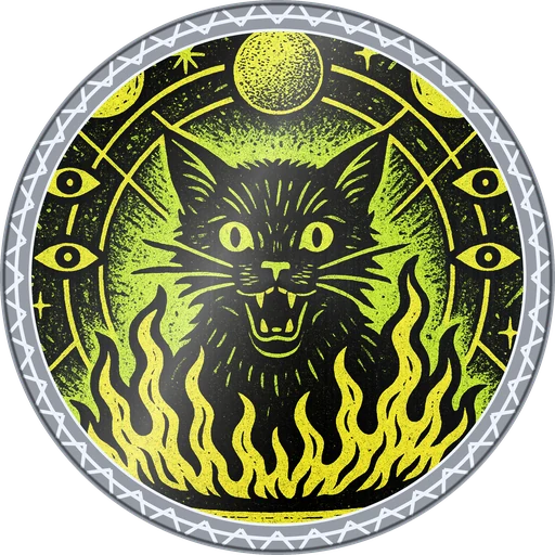 POG #19, Salt Circle Cat, a Foil pog from the Mystic series