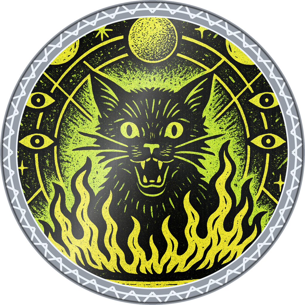 POG #19, Salt Circle Cat, a Foil pog from the Mystic series