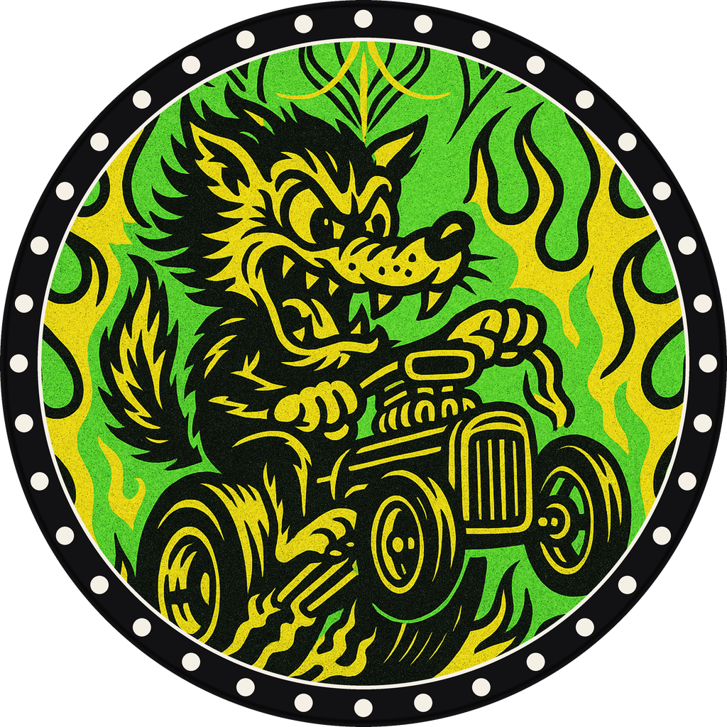 POG #190, Wheelie Wolf, a Matte pog from the Speed series