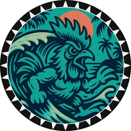 POG #196, Reef Rooster, a Matte pog from the Surf series