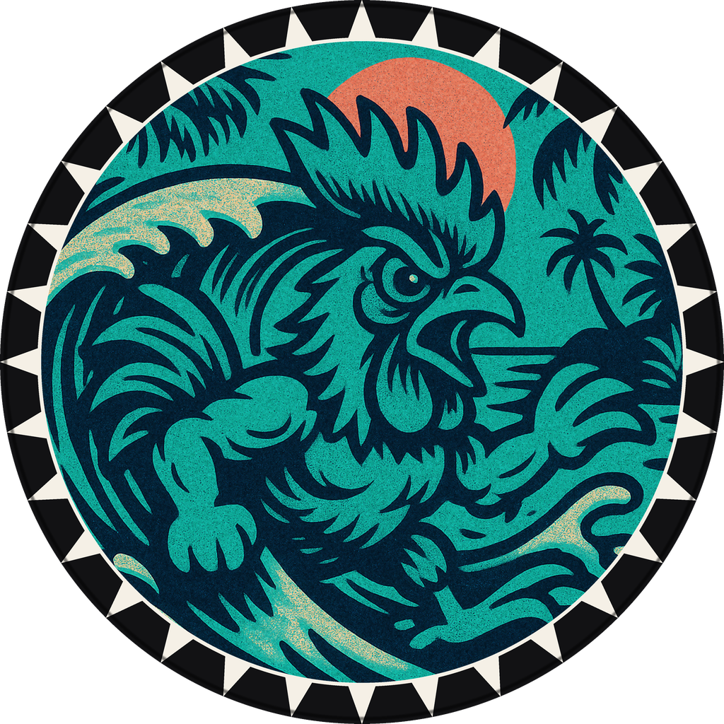 POG #196, Reef Rooster, a Matte pog from the Surf series