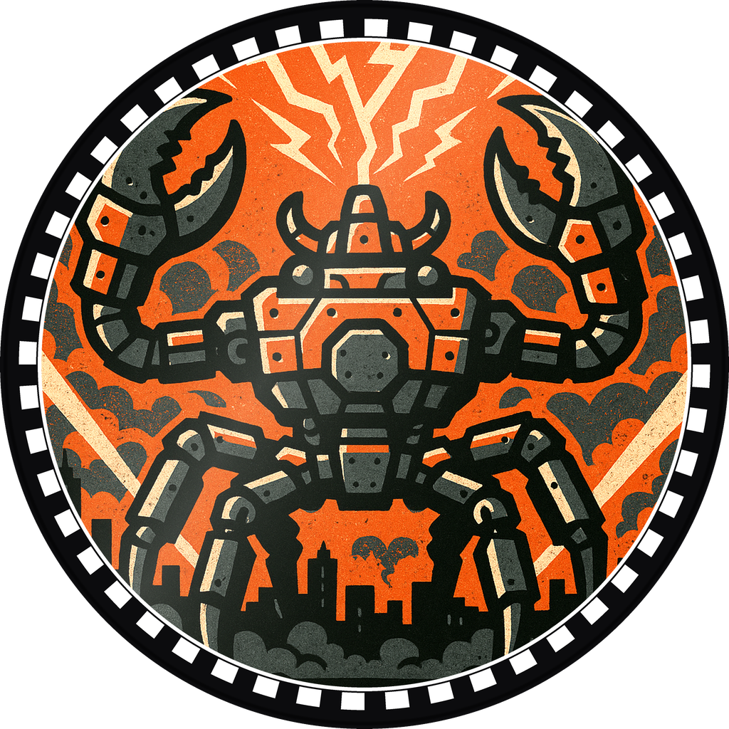 POG #198, Mech Crab, a Gloss pog from the Kaiju series