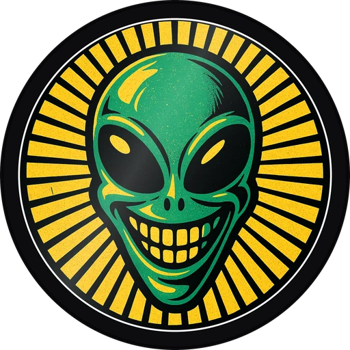 POG #209, Alien Grin, a Gloss pog from the Cosmic series