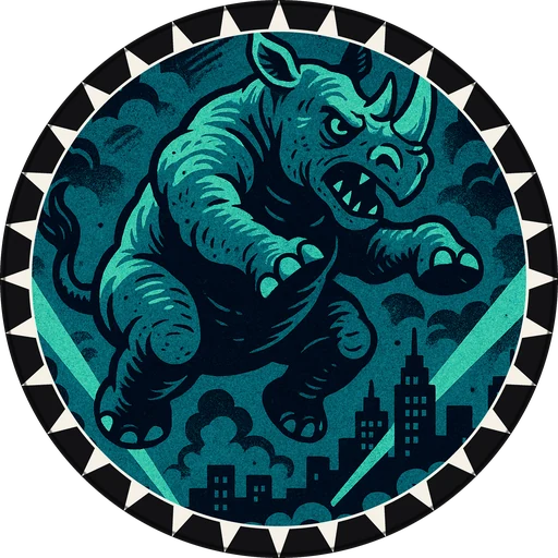 POG #210, Ash Rhino, a Matte pog from the Kaiju series