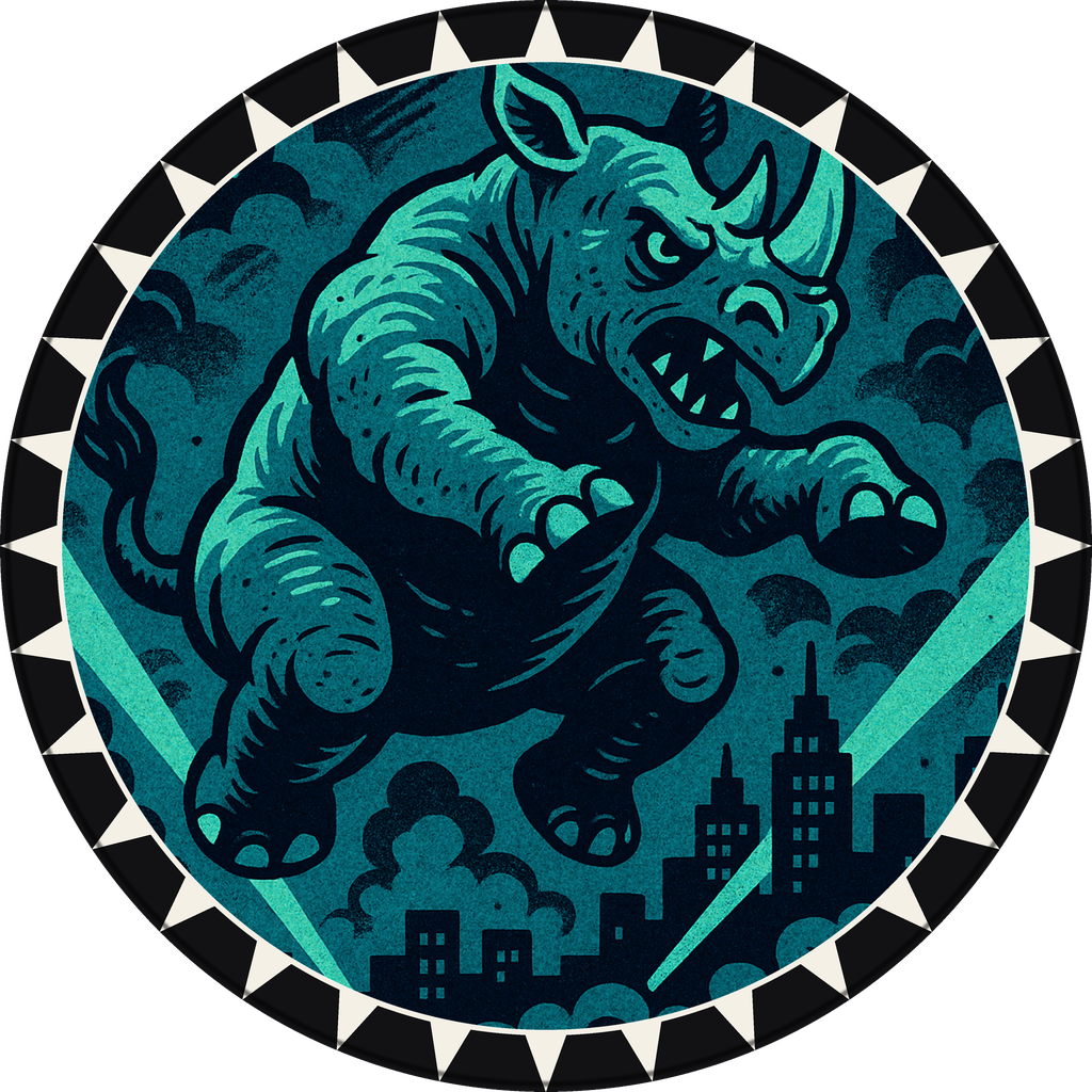 POG #210, Ash Rhino, a Matte pog from the Kaiju series