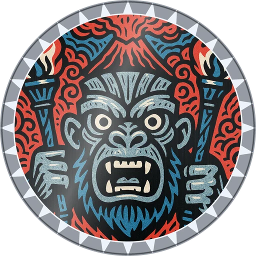 POG #214, Ancestor Ape, a Foil pog from the Tiki series