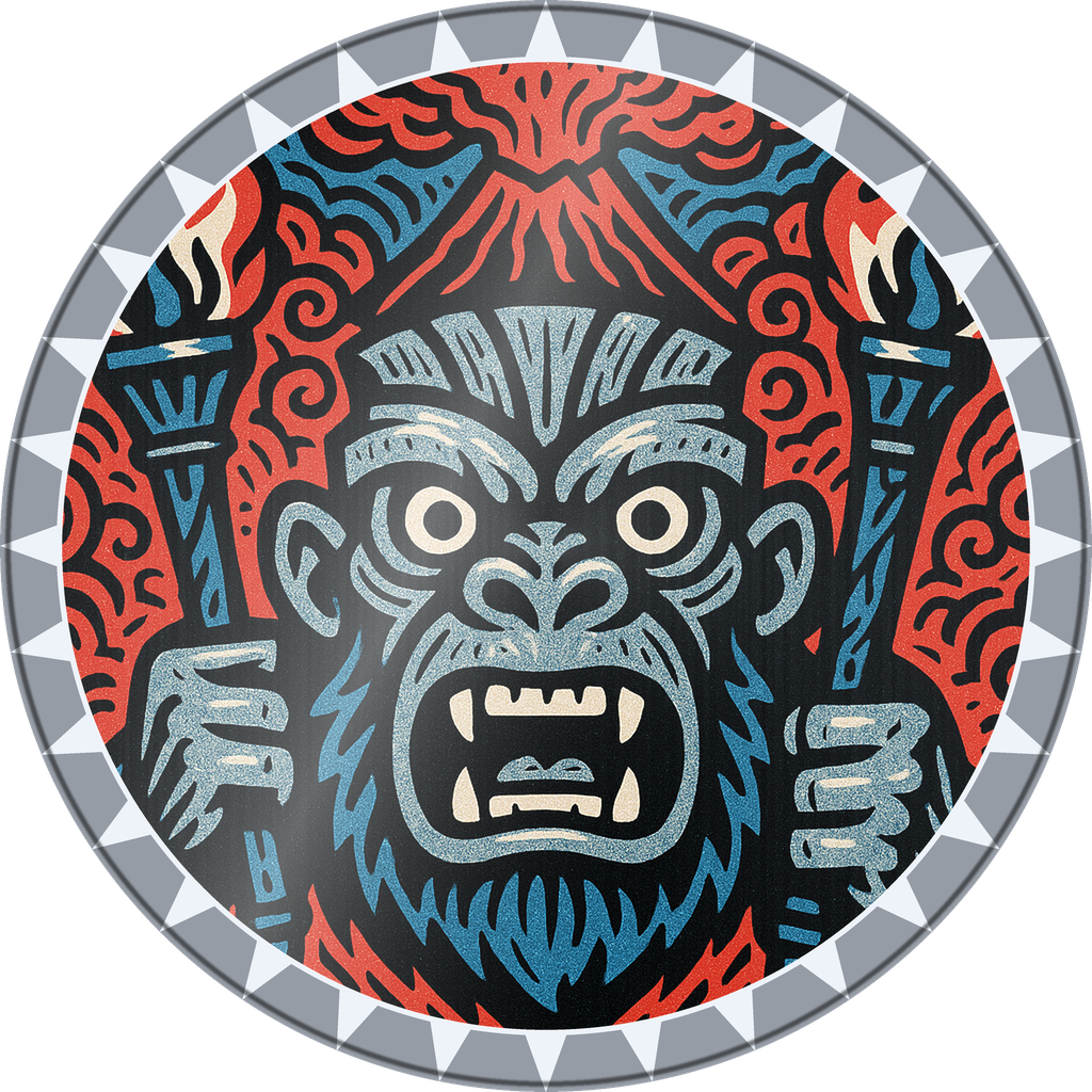 POG #214, Ancestor Ape, a Foil pog from the Tiki series