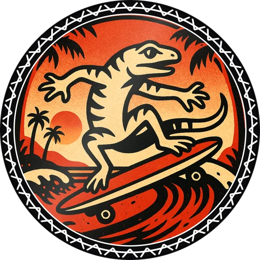 POG #218, Longboard Lizard, a Gloss pog from the Surf series