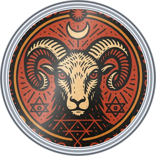POG #22, Rune Ram, a Foil pog from the Mystic series