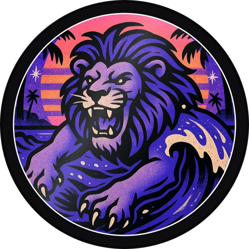 POG #220, Lagoon Lion, a Gloss pog from the Surf series