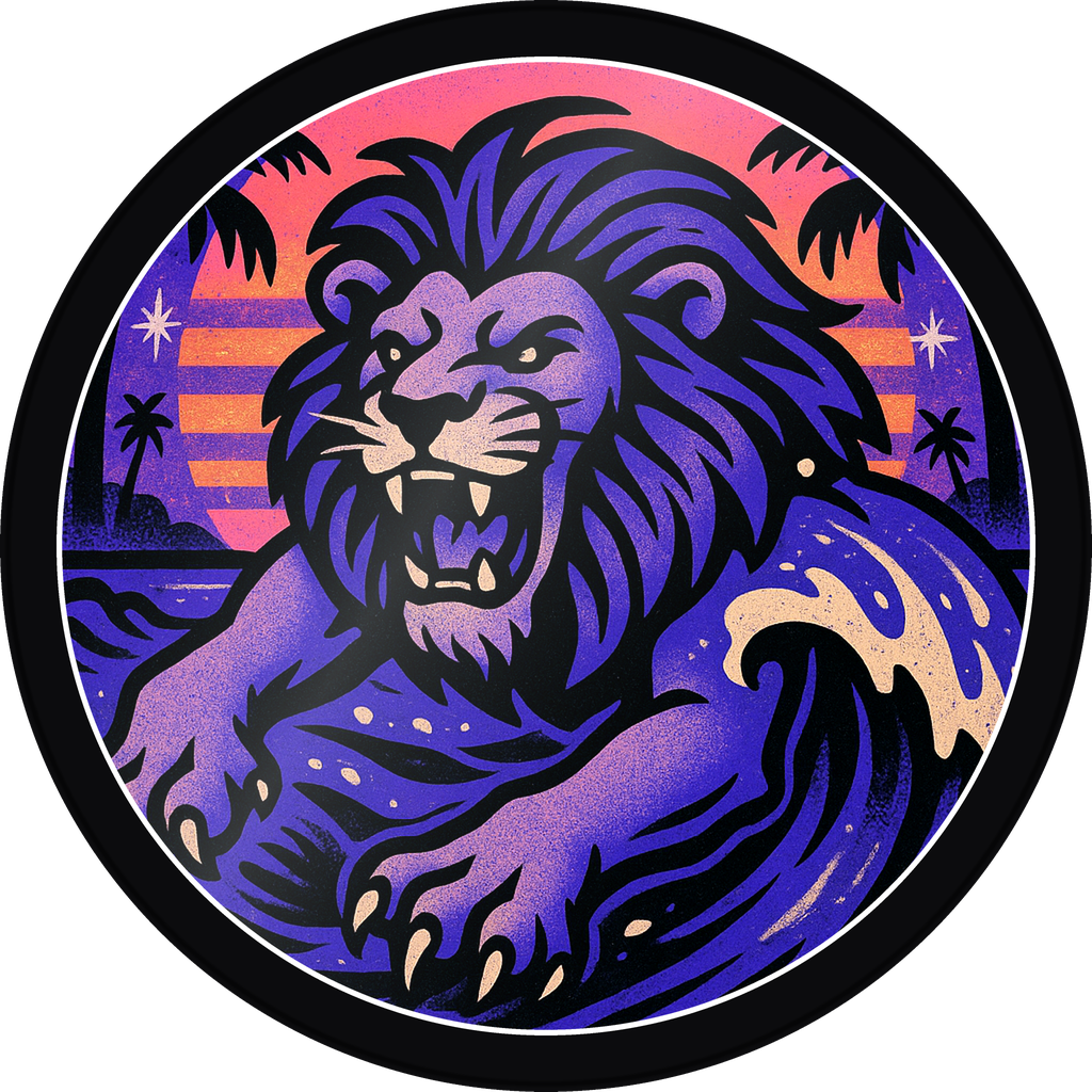 POG #220, Lagoon Lion, a Gloss pog from the Surf series