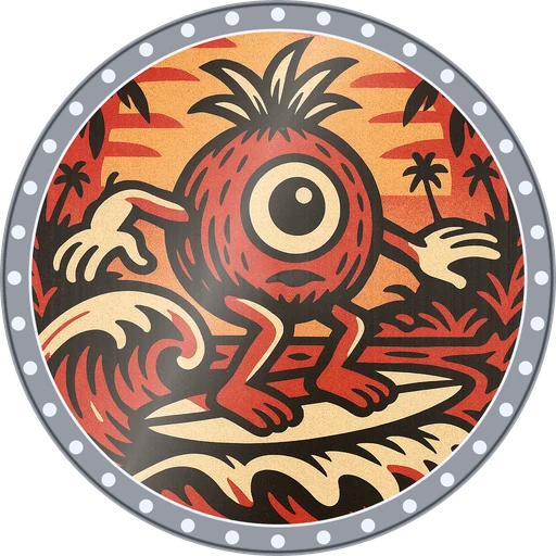 POG #223, Coconut Cyclops, a Foil pog from the Surf series