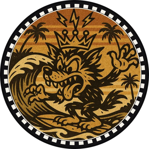 POG #227, Wipeout Wolf, a Matte pog from the Surf series