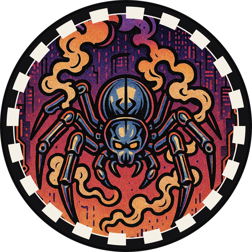 POG #235, Signal Spider, a Matte pog from the Cyber series