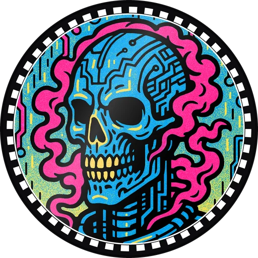 POG #24, Static Skull, a Gloss pog from the Cyber series