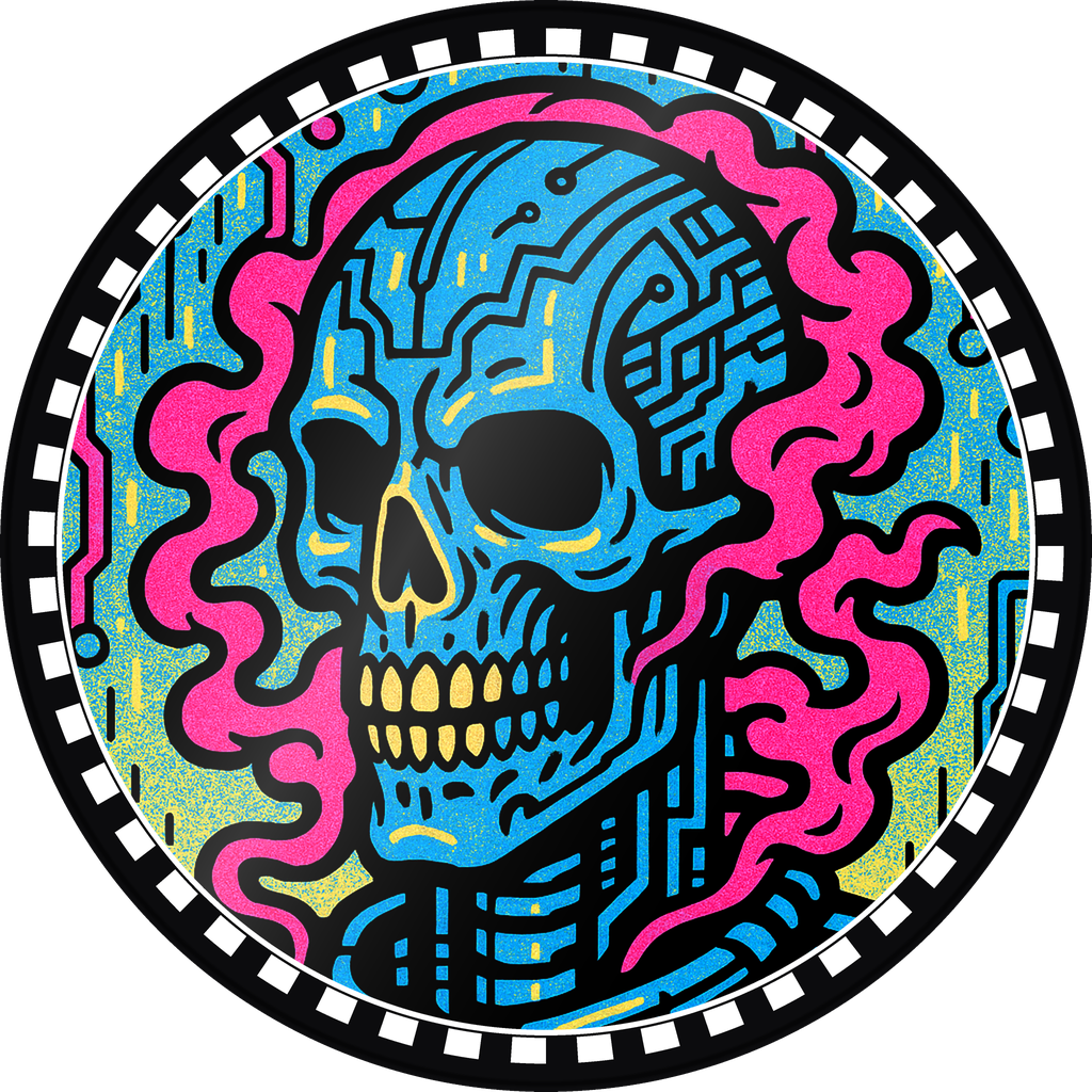 POG #24, Static Skull, a Gloss pog from the Cyber series
