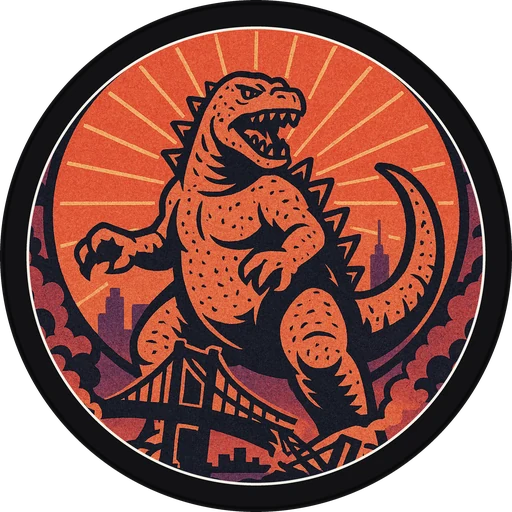 POG #249, Bridge Breaker, a Matte pog from the Kaiju series