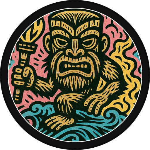 POG #25, Ancestor Ape, a Matte pog from the Tiki series