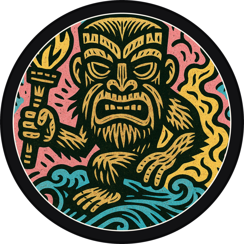 POG #25, Ancestor Ape, a Matte pog from the Tiki series
