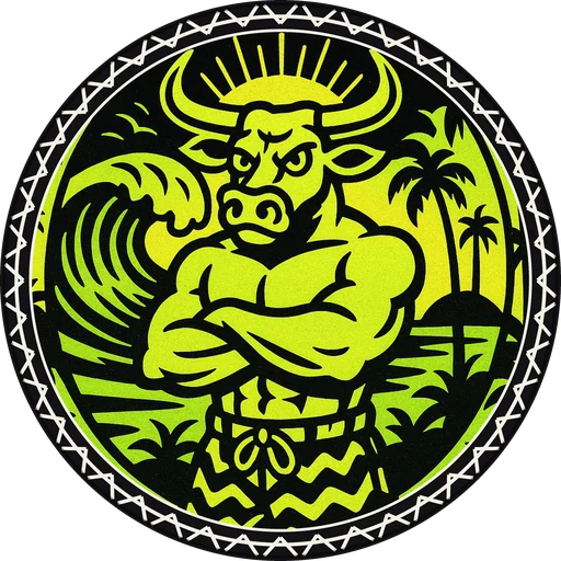 POG #251, Board Shorts Bull, a Matte pog from the Surf series