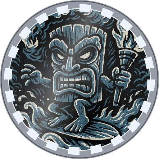 POG #252, Ash Mask, a Foil pog from the Tiki series